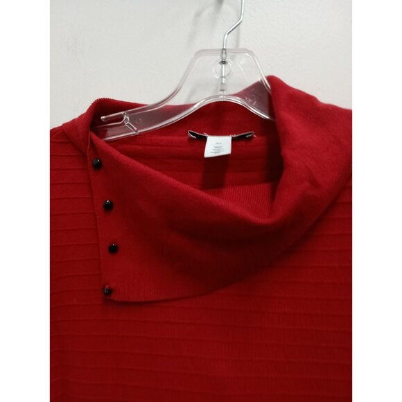 White House Black Market Womens Sweater XS Red Ribbed Slit Cowl Neck Pullover - Picture 2 of 10